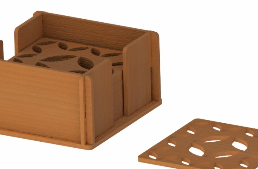 Intra απο ξύλο plywood 3mm-4mm πάχος – Ξύλινο σουβέρ για τσάι και καφέ με βάση Δίασταση  20x20 cm INTRAFABR-51296500