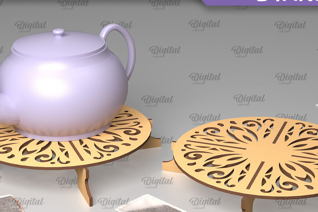 Intra απο ξύλο plywood 3mm-4mm πάχος – Ξύλινη βάση τσαγιέρας  κοπής με λέιζερ Δίασταση  20x20 cm INTRAFABR-102465468