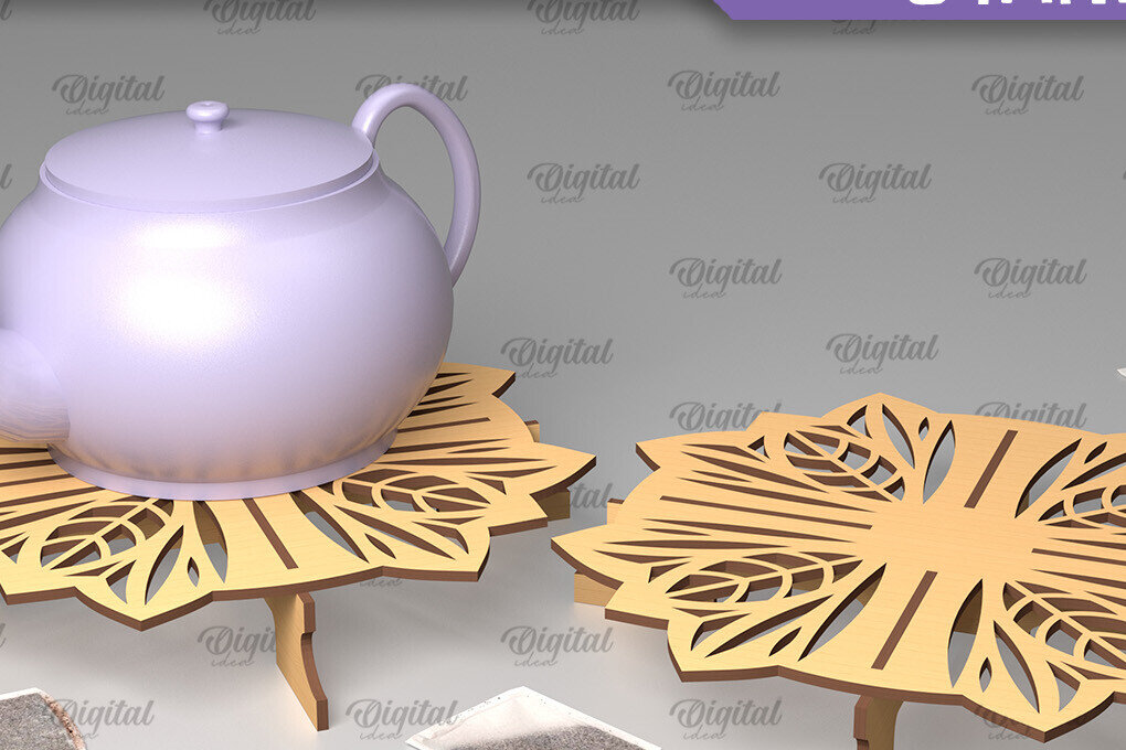 Intra απο ξύλο plywood 3mm-4mm πάχος – Ξύλινη βάση τσαγιέρας  κοπής με λέιζερ Δίασταση  20x20 cm INTRAFABR-102465163