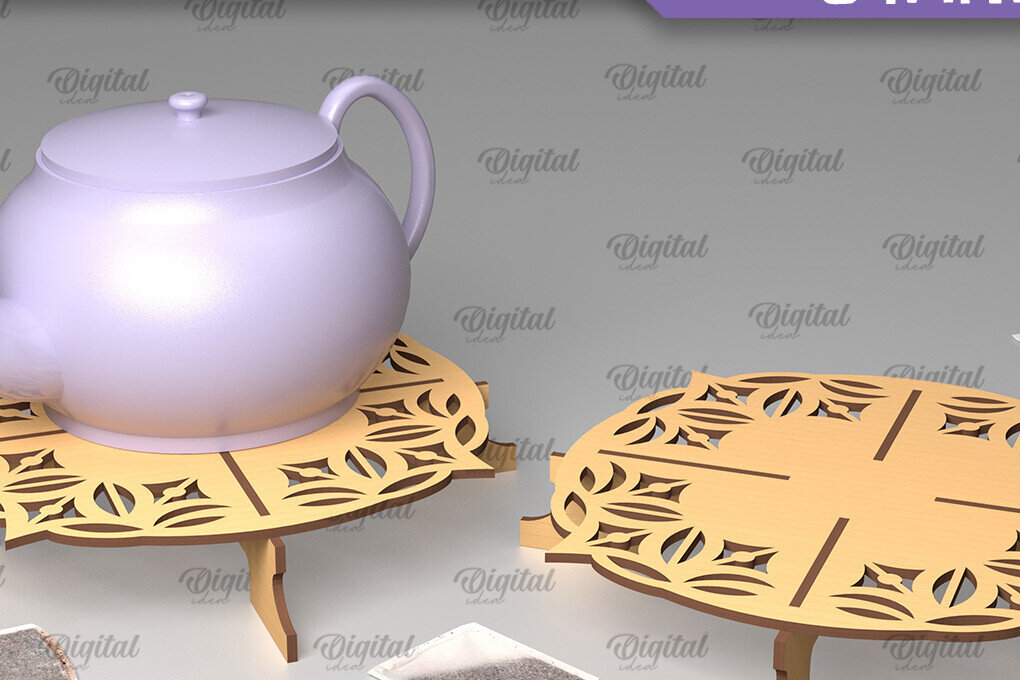 Intra απο ξύλο plywood 3mm-4mm πάχος – Ξύλινη βάση τσαγιέρας  κοπής με λέιζερ Δίασταση  20x20 cm INTRAFABR-102465265