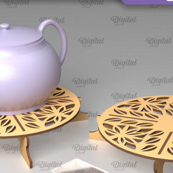 Intra απο ξύλο plywood 3mm-4mm πάχος – Ξύλινη βάση τσαγιέρας  κοπής με λέιζερ Δίασταση  20x20 cm INTRAFABR-102465324 - Image 1