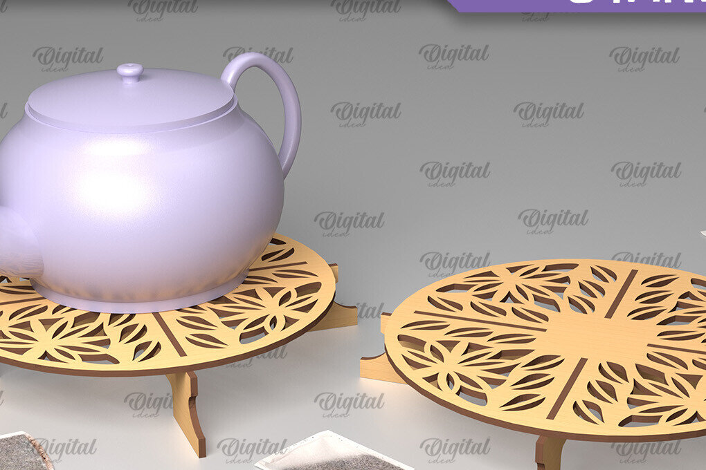 Intra απο ξύλο plywood 3mm-4mm πάχος – Ξύλινη βάση τσαγιέρας  κοπής με λέιζερ Δίασταση  20x20 cm INTRAFABR-102465324