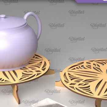 Intra απο ξύλο plywood 3mm-4mm πάχος – Ξύλινη βάση τσαγιέρας  κοπής με λέιζερ Δίασταση  20x20 cm INTRAFABR-102465360 - Image 1