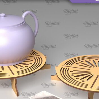 Intra απο ξύλο plywood 3mm-4mm πάχος – Ξύλινη βάση τσαγιέρας  κοπής με λέιζερ Δίασταση  20x20 cm INTRAFABR-102465396 - Image 1