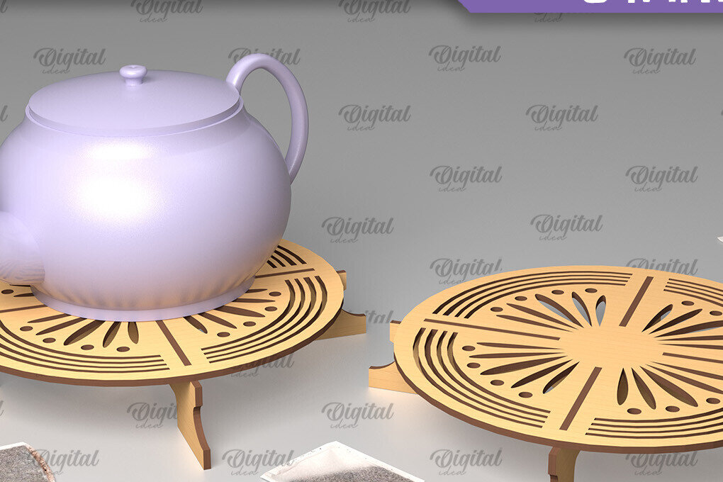 Intra απο ξύλο plywood 3mm-4mm πάχος – Ξύλινη βάση τσαγιέρας  κοπής με λέιζερ Δίασταση  20x20 cm INTRAFABR-102465396