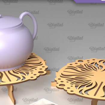 Intra απο ξύλο plywood 3mm-4mm πάχος – Ξύλινη βάση τσαγιέρας  κοπής με λέιζερ Δίασταση  20x20 cm INTRAFABR-102465138 - Image 1