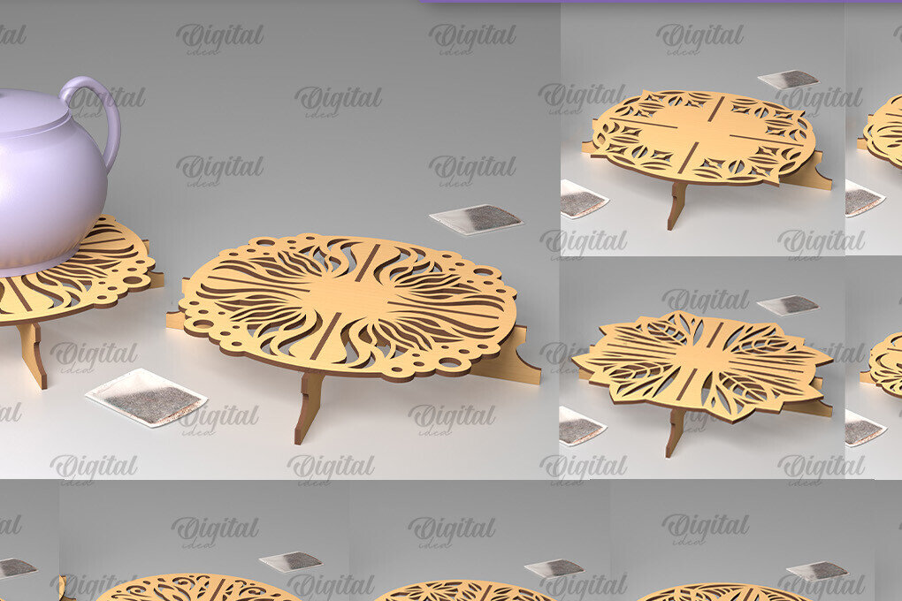 Intra απο ξύλο plywood 3mm-4mm πάχος – Ξύλινες βάσεις για τσαγιέρα LaserCut Bundle Δίασταση  20x20 cm INTRAFABR-102466524