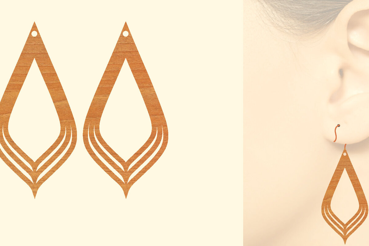 Intra απο ξύλο plywood 3mm-4mm πάχος – Ξύλινα σκουλαρίκια δάκρυ Δίασταση  5x5 cm INTRAFABR-87044352