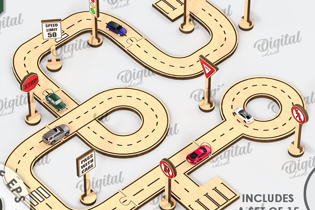 Intra απο ξύλο plywood 3mm-4mm πάχος – Ξύλινο παιχνίδι πίστας αυτοκινήτου με λέιζερ  Δίασταση  20x20 cm INTRAFABR-108768779