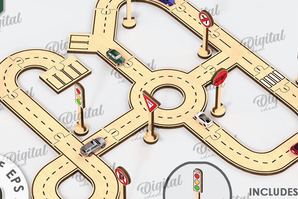 Intra απο ξύλο plywood 3mm-4mm πάχος – Ξύλινο παιχνίδι πίστας αυτοκινήτου με λέιζερ  Δίασταση  20x20 cm INTRAFABR-108768625