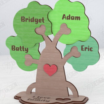 Intra απο ξύλο plywood 3mm-4mm πάχος – Ξύλινο δέντρο Family Puzzle|CNC Δίασταση  20x20 cm INTRAFABR-120102167 - Image 1