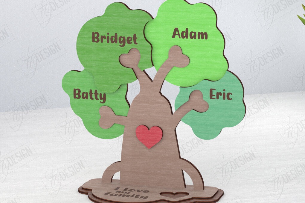 Intra απο ξύλο plywood 3mm-4mm πάχος – Ξύλινο δέντρο Family Puzzle|CNC Δίασταση  20x20 cm INTRAFABR-120102167