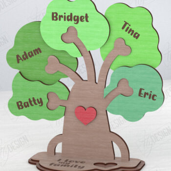 Intra απο ξύλο plywood 3mm-4mm πάχος – Ξύλινο δέντρο Family Puzzle|CNC Δίασταση  20x20 cm INTRAFABR-120102171 - Image 1