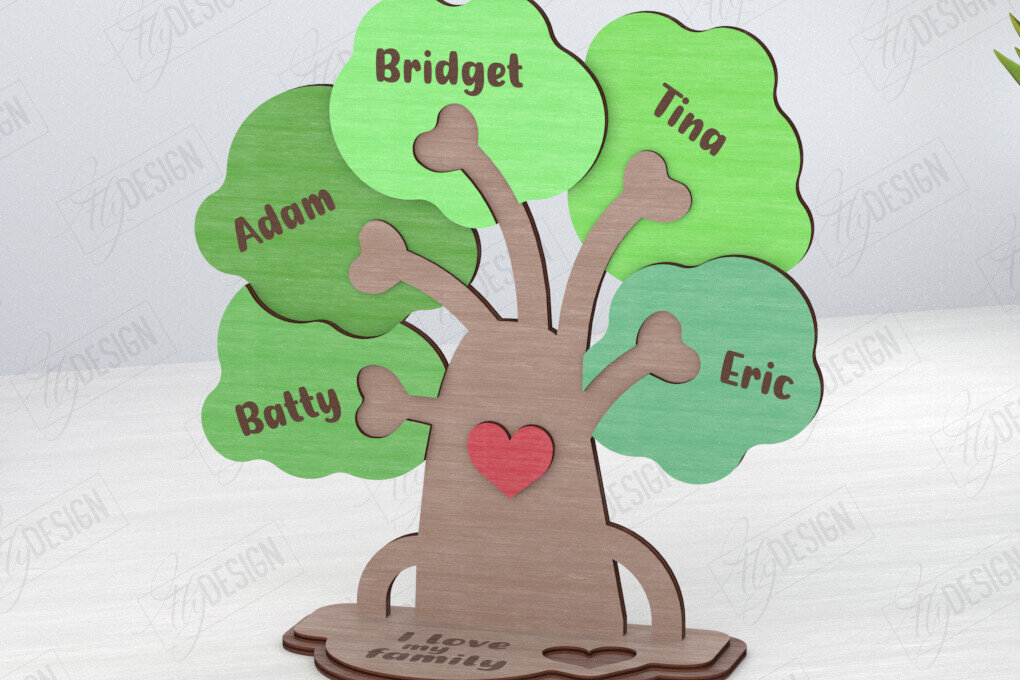 Intra απο ξύλο plywood 3mm-4mm πάχος – Ξύλινο δέντρο Family Puzzle|CNC Δίασταση  20x20 cm INTRAFABR-120102171