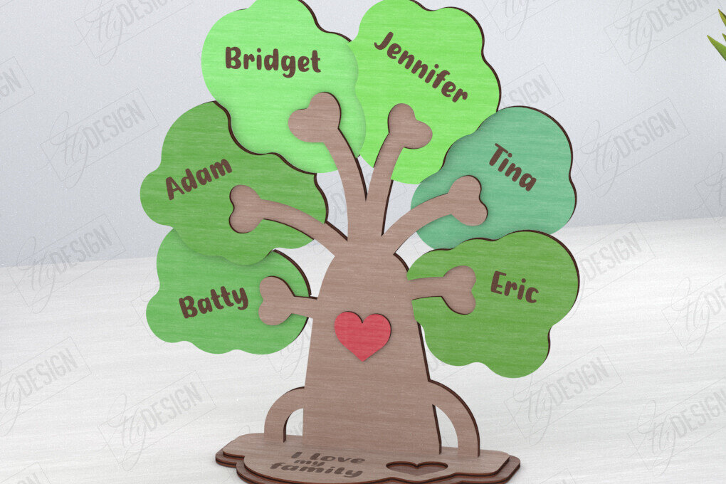 Intra απο ξύλο plywood 3mm-4mm πάχος – Ξύλινο δέντρο Family Puzzle|CNC Δίασταση  20x20 cm INTRAFABR-120102174