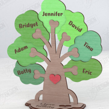 Intra απο ξύλο plywood 3mm-4mm πάχος – Ξύλινο δέντρο Family Puzzle|CNC Δίασταση  20x20 cm INTRAFABR-120102178 - Image 1