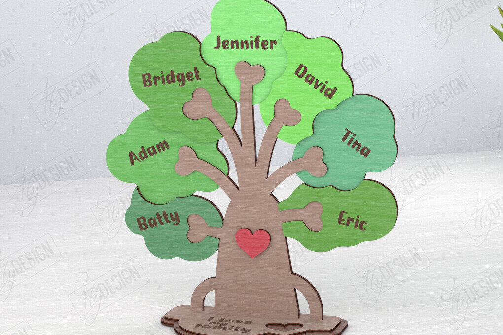 Intra απο ξύλο plywood 3mm-4mm πάχος – Ξύλινο δέντρο Family Puzzle|CNC Δίασταση  20x20 cm INTRAFABR-120102178