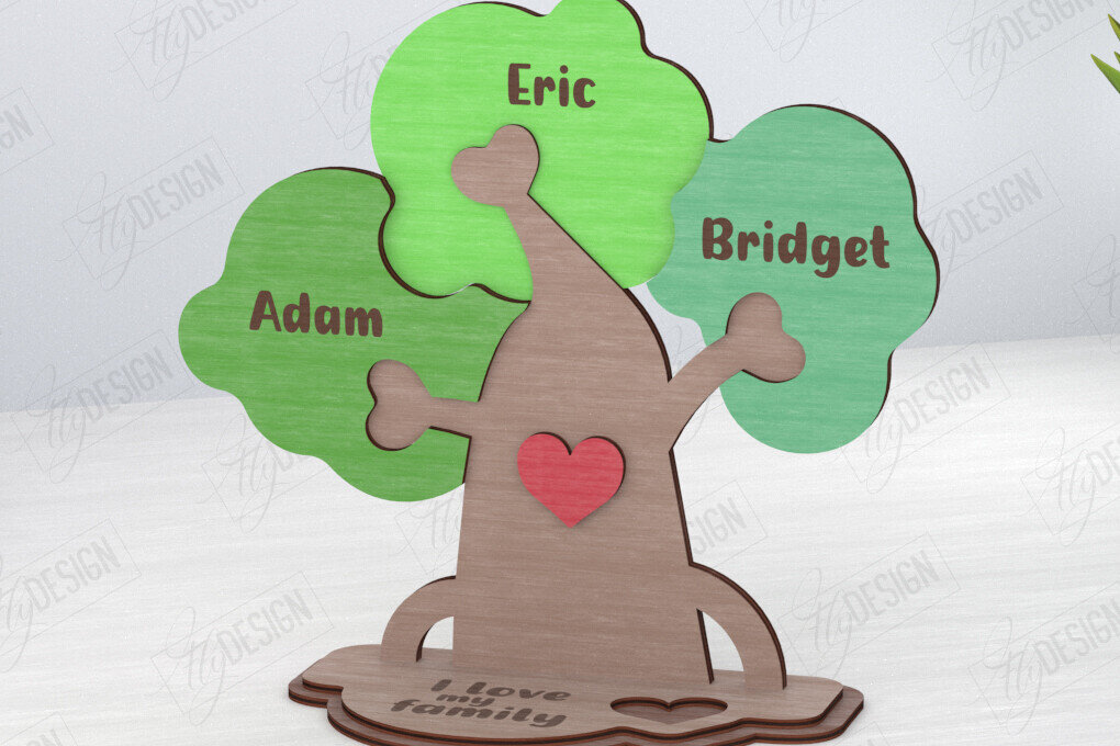 Intra απο ξύλο plywood 3mm-4mm πάχος – Ξύλινο δέντρο Family Puzzle|CNC Δίασταση  20x20 cm INTRAFABR-120102165