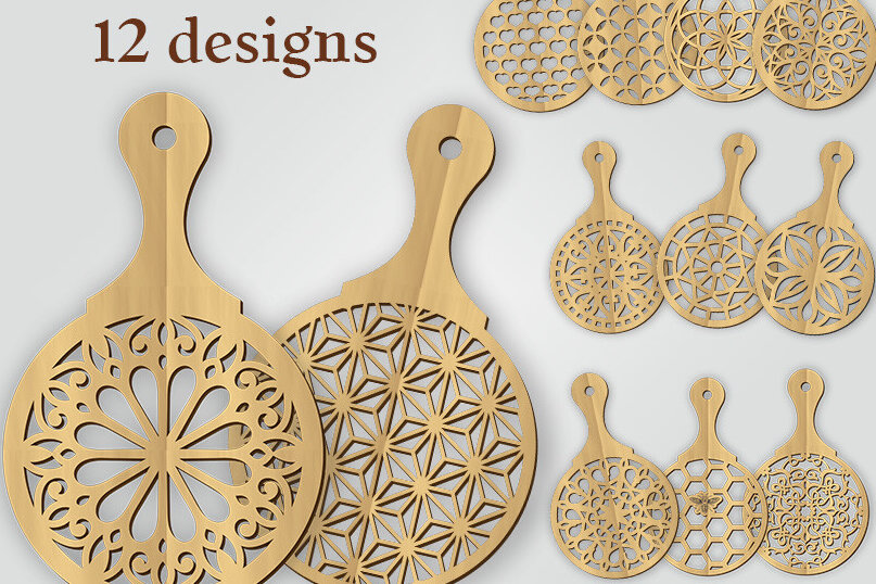 Intra απο ξύλο plywood 3mm-4mm πάχος – Σετ Ξύλινο Trivet 12 σχεδίων Δίασταση  20x20 cm INTRAFABR-118603040