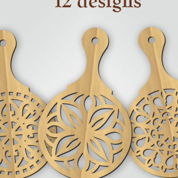 Intra απο ξύλο plywood 3mm-4mm πάχος – Σετ Ξύλινο Trivet 12 σχεδίων Δίασταση  20x20 cm INTRAFABR-118603040 - Image 2