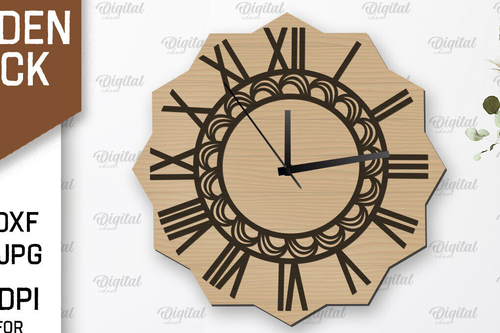 Intra απο ξύλο plywood 3mm-4mm πάχος – Ξύλινο ρολόι τοίχου  κοπής με λέιζερ Δίασταση  40x30 cm INTRAFABR-107560540