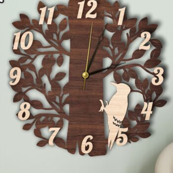 Intra απο ξύλο plywood 3mm-4mm πάχος – Ξύλινο ρολόι τοίχου | Πουλιά στο δέντρο Δίασταση  40x30 cm INTRAFABR-119200811 - Image 3