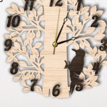 Intra απο ξύλο plywood 3mm-4mm πάχος – Ξύλινο ρολόι τοίχου | Πουλιά στο δέντρο Δίασταση  40x30 cm INTRAFABR-119200811 - Image 9
