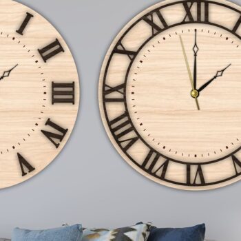 Intra απο ξύλο plywood 3mm-4mm πάχος – Ξύλινο ρολόι τοίχου | Ρωμαϊκοί Αριθμοί Δίασταση  40x30 cm INTRAFABR-119201970 - Image 6