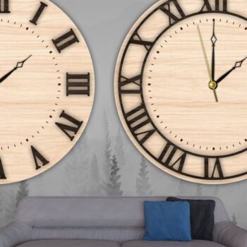 Intra απο ξύλο plywood 3mm-4mm πάχος – Ξύλινο ρολόι τοίχου | Ρωμαϊκοί Αριθμοί Δίασταση  40x30 cm INTRAFABR-119201970 - Image 7