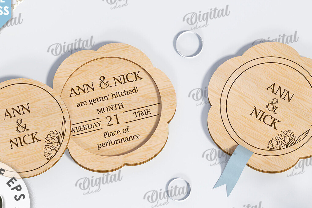 Intra απο ξύλο plywood 3mm-4mm πάχος – Ξύλινο Προσκλητήριο Γάμου Κοπή Laser Δίασταση  20x20 cm INTRAFABR-117333190