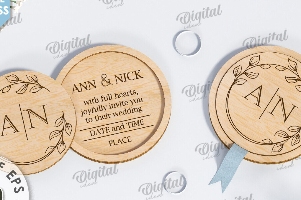 Intra απο ξύλο plywood 3mm-4mm πάχος – Ξύλινο Προσκλητήριο Γάμου Κοπή Laser Δίασταση  20x20 cm INTRAFABR-117332486