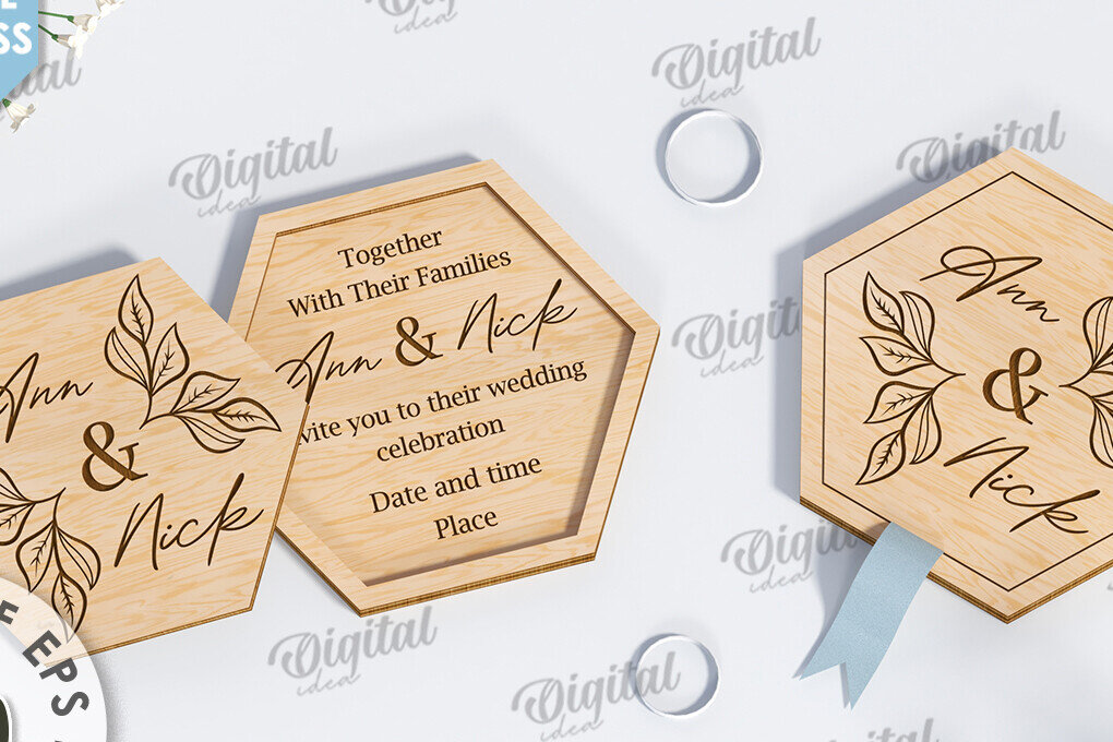 Intra απο ξύλο plywood 3mm-4mm πάχος – Ξύλινο Προσκλητήριο Γάμου Κοπή Laser Δίασταση  20x20 cm INTRAFABR-117332578