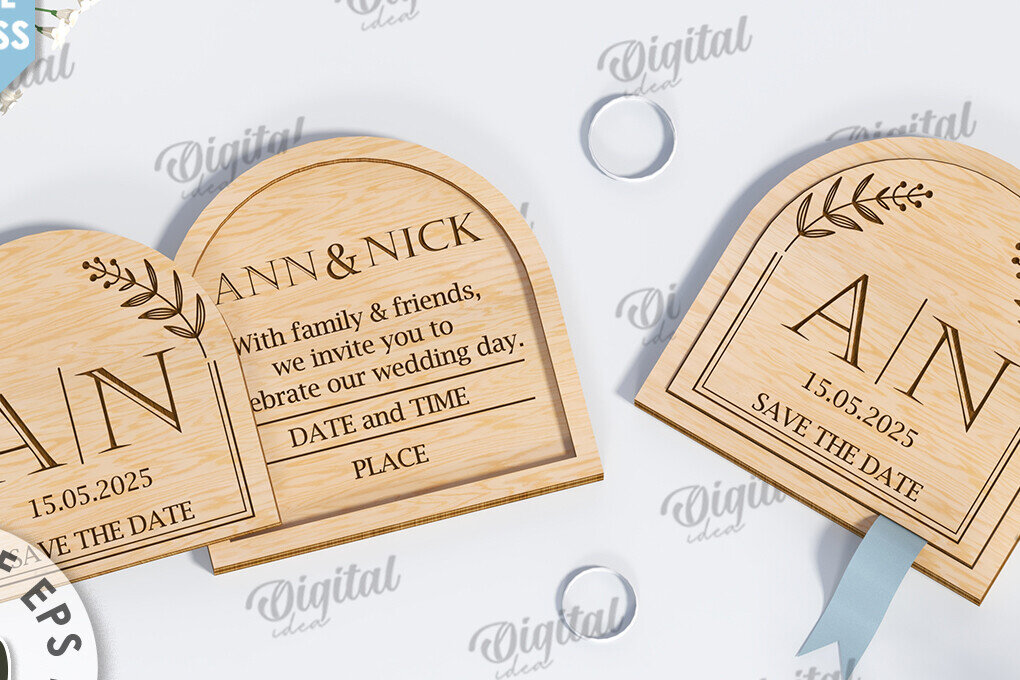 Intra απο ξύλο plywood 3mm-4mm πάχος – Ξύλινο Προσκλητήριο Γάμου Κοπή Laser Δίασταση  20x20 cm INTRAFABR-117332798