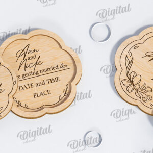 Intra απο ξύλο plywood 3mm-4mm πάχος – Ξύλινο Προσκλητήριο Γάμου Κοπή Laser Δίασταση  20x20 cm INTRAFABR-117332842