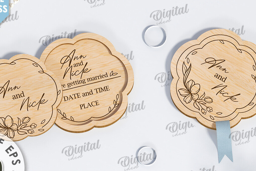 Intra απο ξύλο plywood 3mm-4mm πάχος – Ξύλινο Προσκλητήριο Γάμου Κοπή Laser Δίασταση  20x20 cm INTRAFABR-117332842