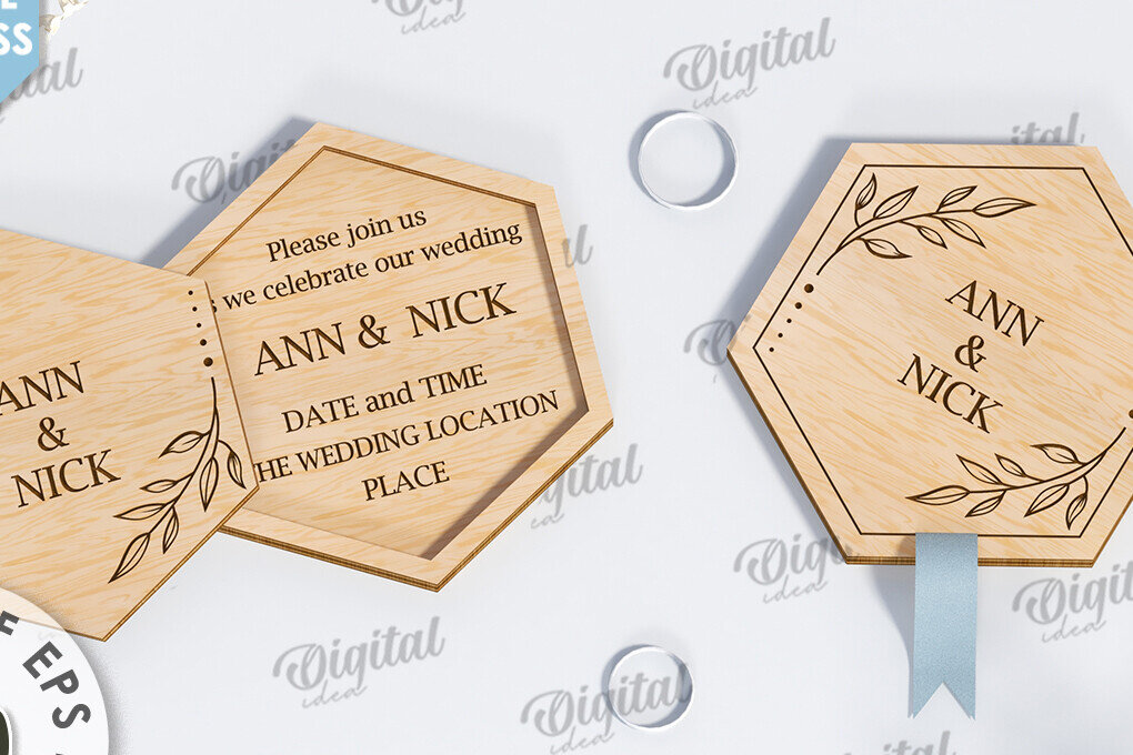 Intra απο ξύλο plywood 3mm-4mm πάχος – Ξύλινο Προσκλητήριο Γάμου Κοπή Laser Δίασταση  20x20 cm INTRAFABR-117332928