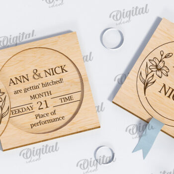 Intra απο ξύλο plywood 3mm-4mm πάχος – Ξύλινο Προσκλητήριο Γάμου Κοπή Laser Δίασταση  20x20 cm INTRAFABR-117332993 - Image 1