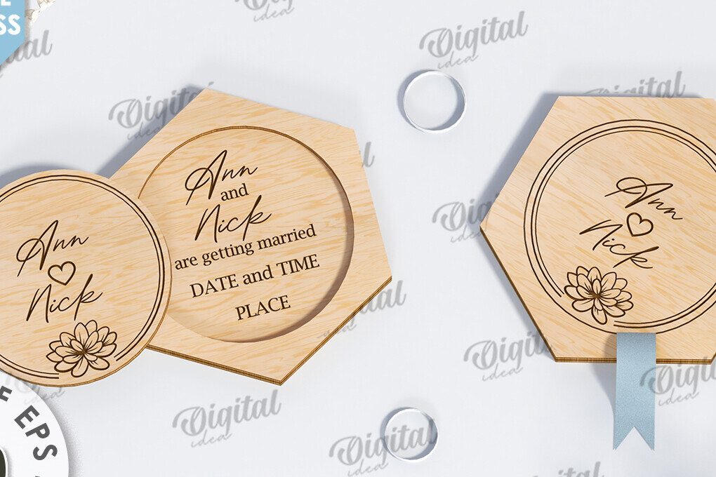 Intra απο ξύλο plywood 3mm-4mm πάχος – Ξύλινο Προσκλητήριο Γάμου Κοπή Laser Δίασταση  20x20 cm INTRAFABR-117333099