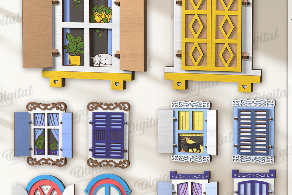 Intra απο ξύλο plywood 3mm-4mm πάχος – Ξύλινο Στολίδι Παράθυρο Πακέτο Lasercut Δίασταση  20x20 cm INTRAFABR-122601627