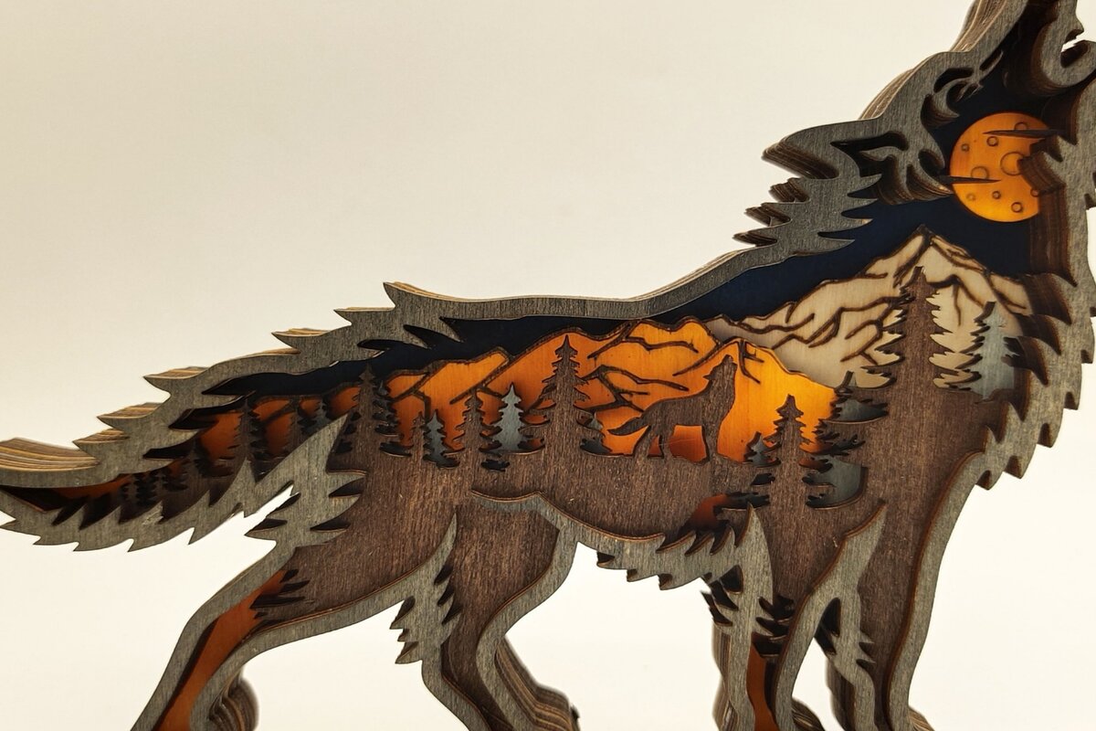 Intra απο ξύλο plywood 3mm-4mm πάχος – Χριστουγεννιάτικο στολίδι Ξύλινο Wolf Home Δίασταση  20x20 cm INTRAFABR-51467637