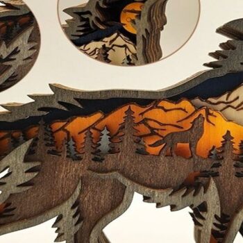 Intra απο ξύλο plywood 3mm-4mm πάχος – Χριστουγεννιάτικο στολίδι Ξύλινο Wolf Home Δίασταση  20x20 cm INTRAFABR-51467637 - Image 2