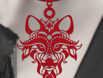 Intra απο ξύλο plywood 3mm-4mm πάχος – Ξύλινο κολιέ λύκου με λέιζερ Δίασταση  20x20 cm INTRAFABR-75542495 - Image 1