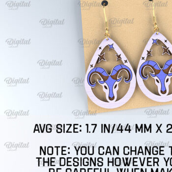 Intra απο ξύλο plywood 3mm-4mm πάχος – Ξύλινα Σκουλαρίκια Zodiac Δέσμη κοπής με λέιζερ Δίασταση  5x5 cm INTRAFABR-97000896 - Image 2