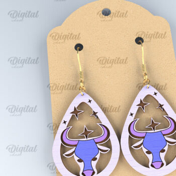 Intra απο ξύλο plywood 3mm-4mm πάχος – Ξύλινα Σκουλαρίκια Zodiac Δέσμη κοπής με λέιζερ Δίασταση  5x5 cm INTRAFABR-97000896 - Image 4