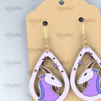 Intra απο ξύλο plywood 3mm-4mm πάχος – Ξύλινα Σκουλαρίκια Zodiac Δίασταση  5x5 cm INTRAFABR-96998115 - Image 1