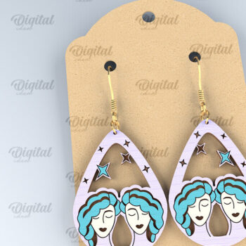 Intra απο ξύλο plywood 3mm-4mm πάχος – Ξύλινα Σκουλαρίκια Zodiac Δίασταση  5x5 cm INTRAFABR-96997734 - Image 1