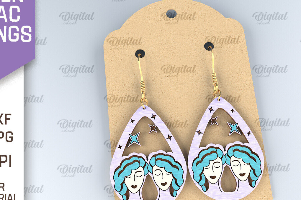 Intra απο ξύλο plywood 3mm-4mm πάχος – Ξύλινα Σκουλαρίκια Zodiac Δίασταση  5x5 cm INTRAFABR-96997734