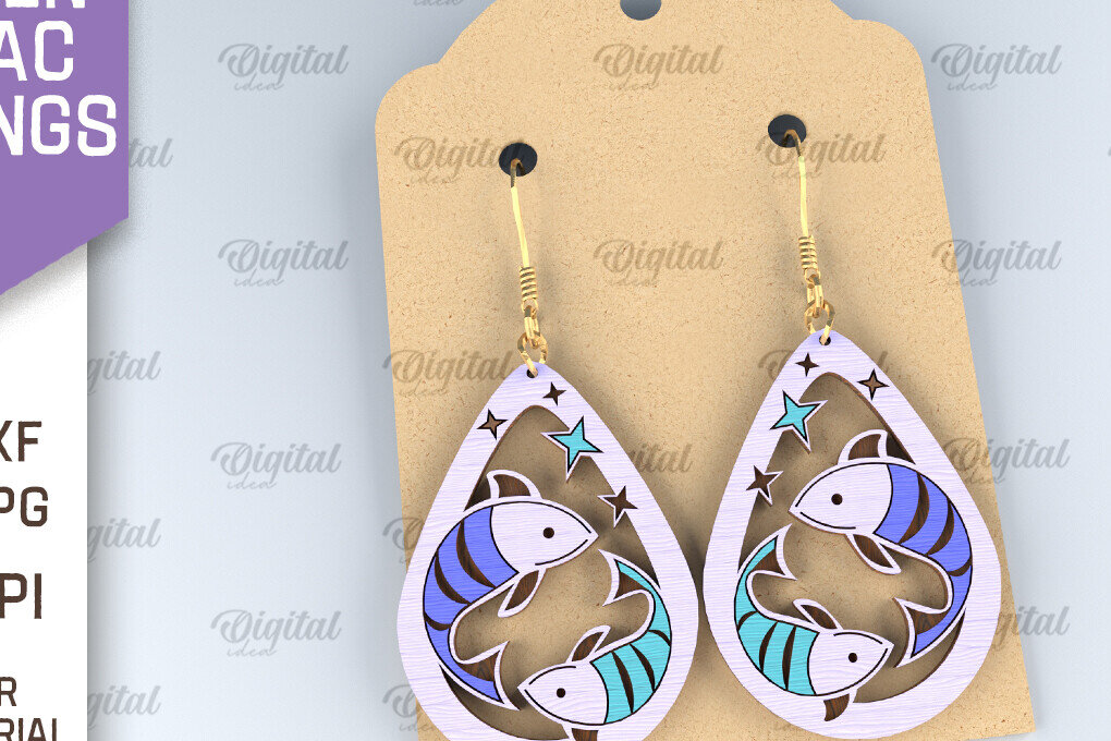 Intra απο ξύλο plywood 3mm-4mm πάχος – Ξύλινα Σκουλαρίκια Zodiac Δίασταση  5x5 cm INTRAFABR-96997899