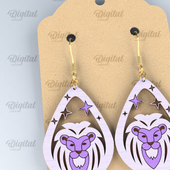 Intra απο ξύλο plywood 3mm-4mm πάχος – Ξύλινα Σκουλαρίκια Zodiac Δίασταση  5x5 cm INTRAFABR-96997955 - Image 1