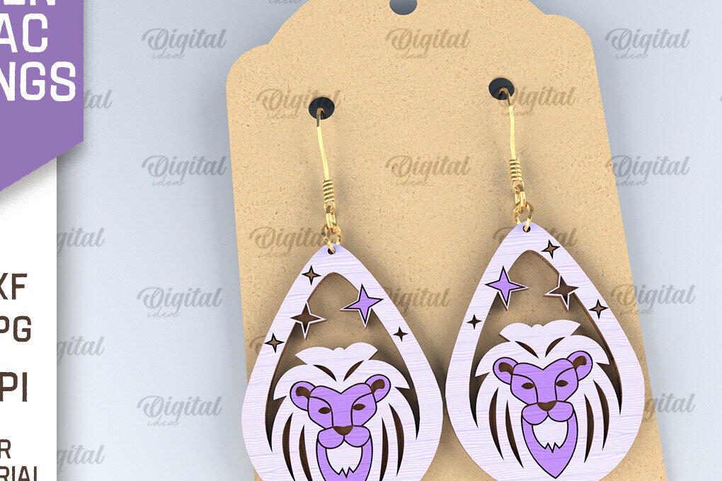 Intra απο ξύλο plywood 3mm-4mm πάχος – Ξύλινα Σκουλαρίκια Zodiac Δίασταση  5x5 cm INTRAFABR-96997955